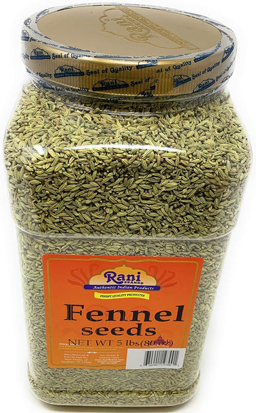 Rani Fennel Seeds (Saunf Sabut) Whole Spice 80Oz (5Lbs) 2.27Kg Bulk Pet Jar ~ All Natural | Gluten Friendly | Non-Gmo | Vegan |