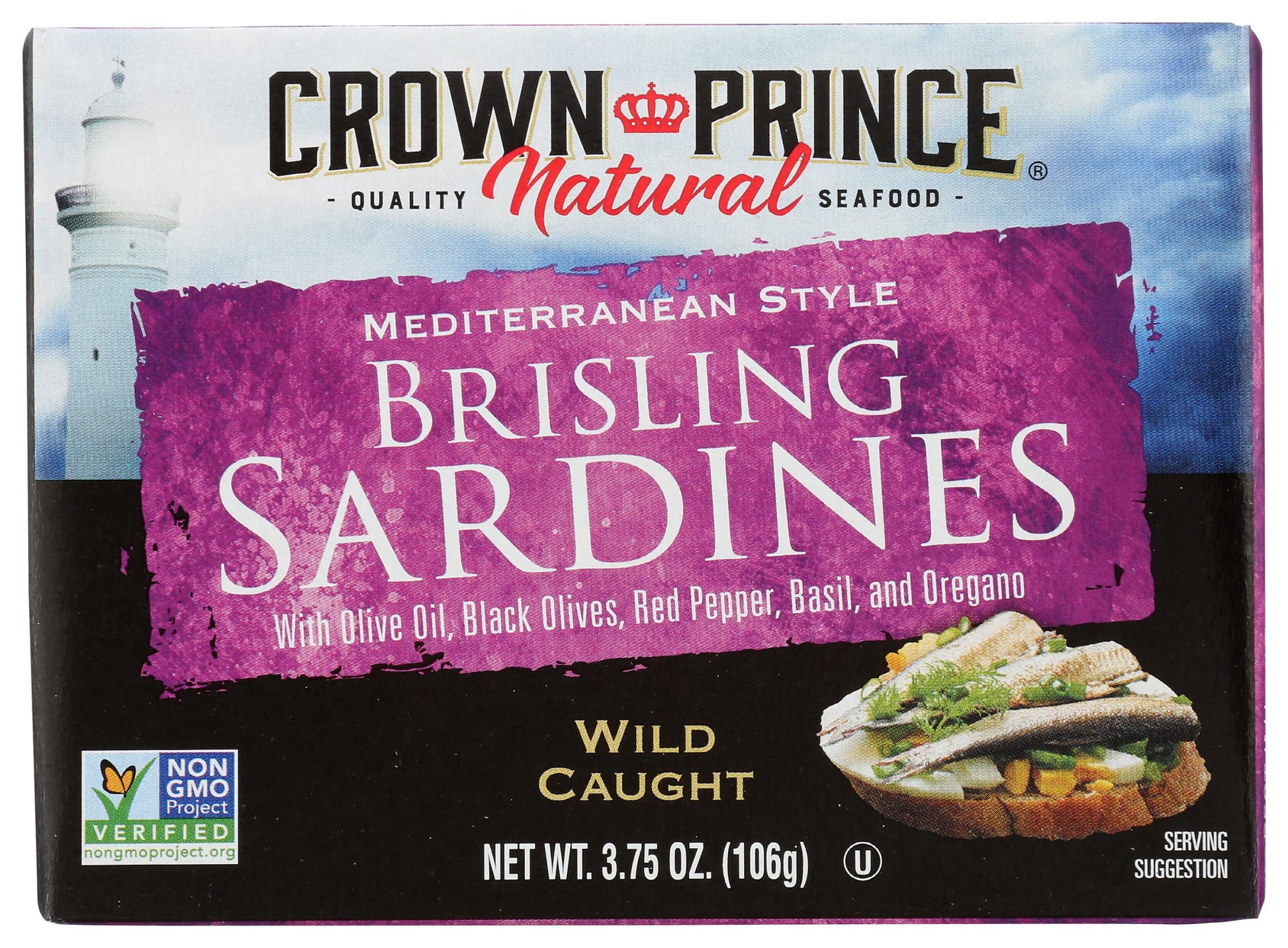 Crown Prince Brisling Sardines, Mediterranean Style, 3.75 Ounce, Pack of 1