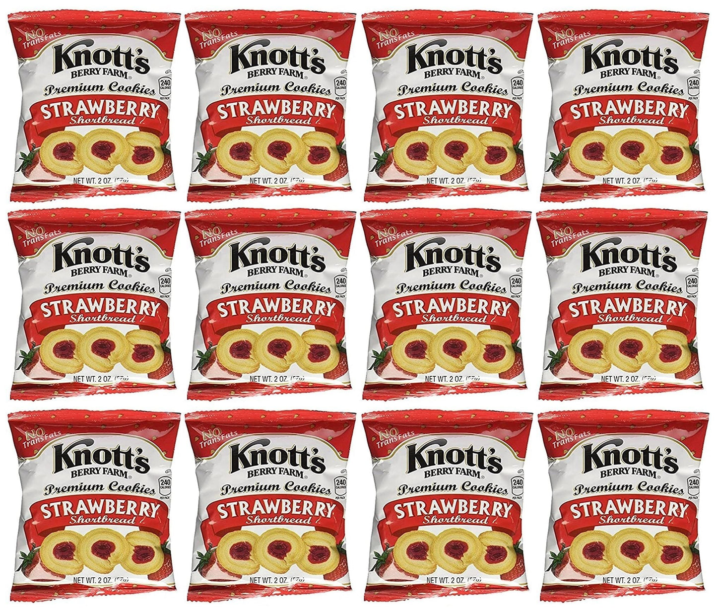 Knott'S Berry Farm Strawberry Shortbread Cookies, 2 Oz (Pack Of 12)