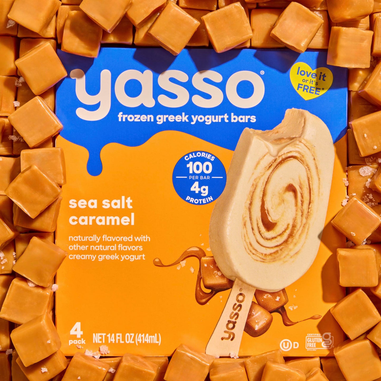 Yasso Frozen Greek Yogurt Bars Sea Salt Caramel Bars 4 Count for a ridiculously creamy frozen snack made with the goodness of gr