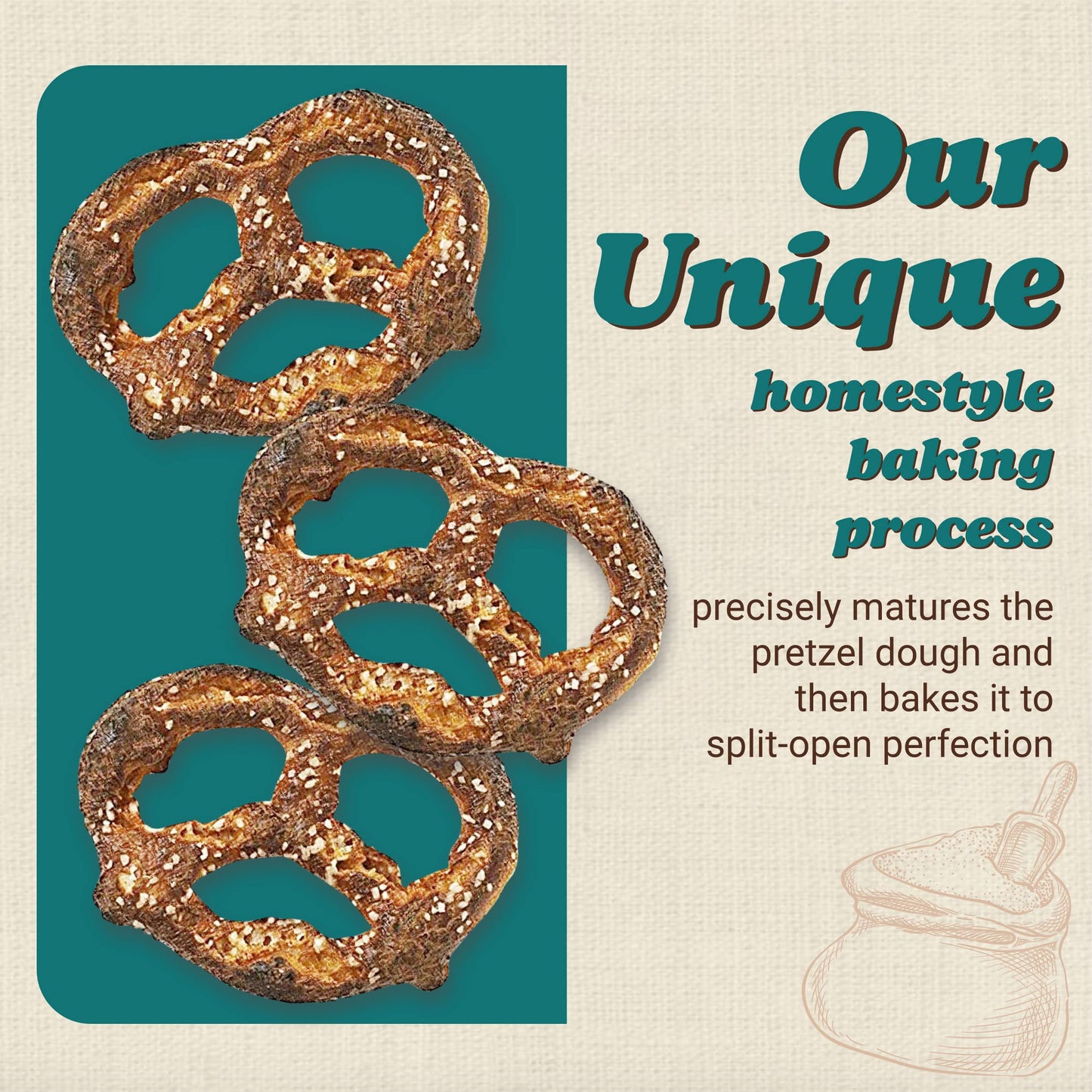 Unique Snacks Original Splits Pretzels, OU Kosher, Non-GMO, 11 Oz. Bag, Pack of 6