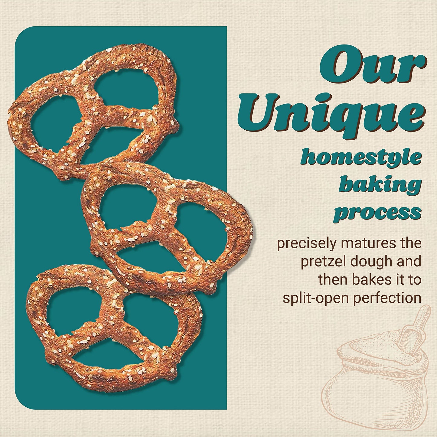 Unique Snacks Multi Grain Pretzels, Homestyle Baked, 11 oz (Pack of 6), Certified OU Kosher, Non-GMO, Multi-grain