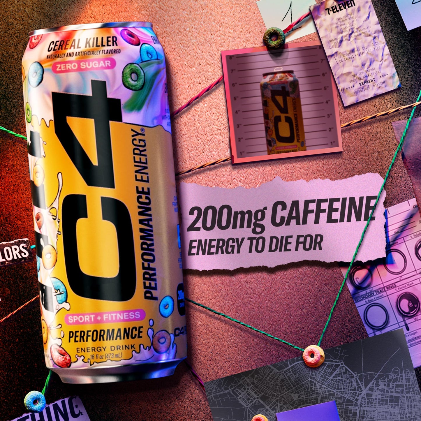 Cellucor C4 Energy Drink, Zero Sugar Pre Workout, Cereal Killer Flavor, 16 Fl Oz (Pack of 12)