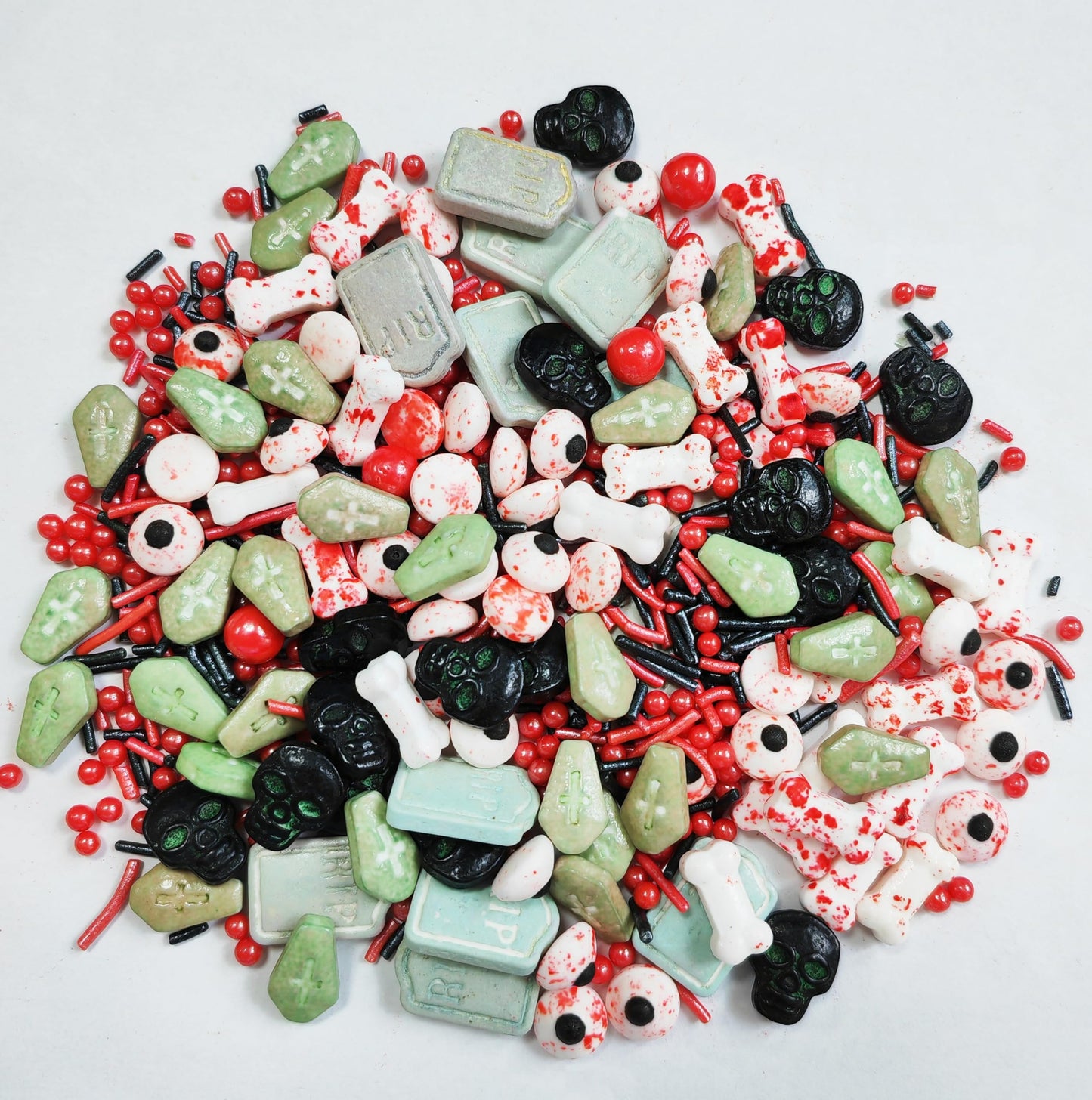 PhilaeEC Halloween Sprinkle Tombstone Eye Skull Bones Mix Edible Sprinkle for Cake Decoration Candy Baking Cookie Cupcake Toppers Decoration Halloween Christmas Valentines Supplies