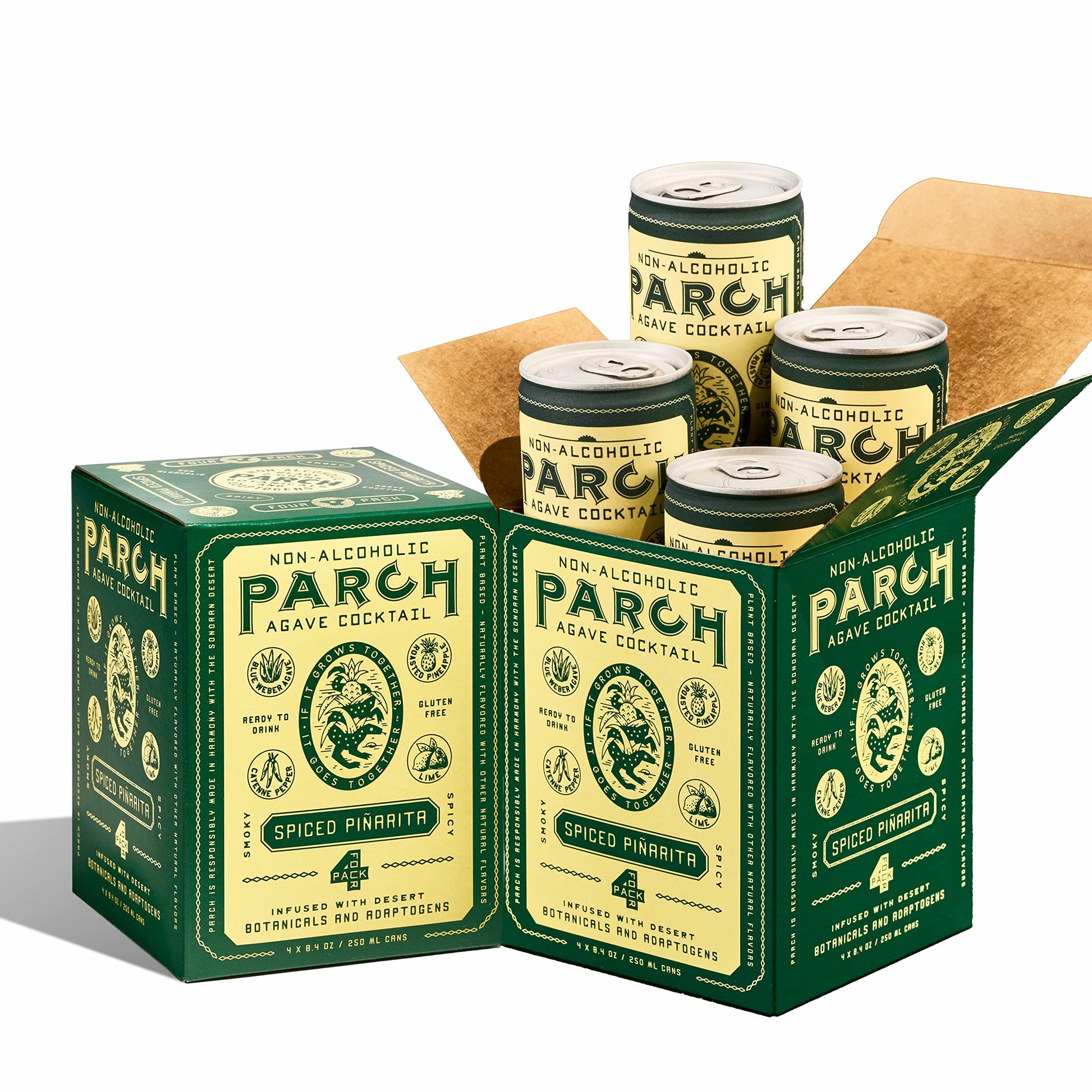 PARCH Spiced Piñarita Non-Alcoholic Agave Cocktail, Plant-Based, Gluten-Free & Vegan, 8.4 oz x 8 Pack