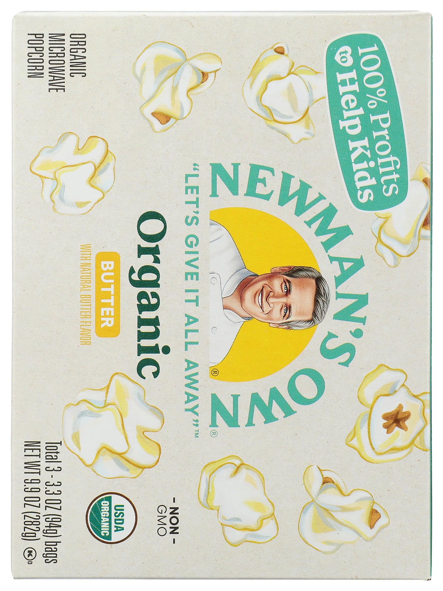 Newman'S Own Organics, Popcorn Microwave Butter Organic, 3.3 Ounce, 3 Pack