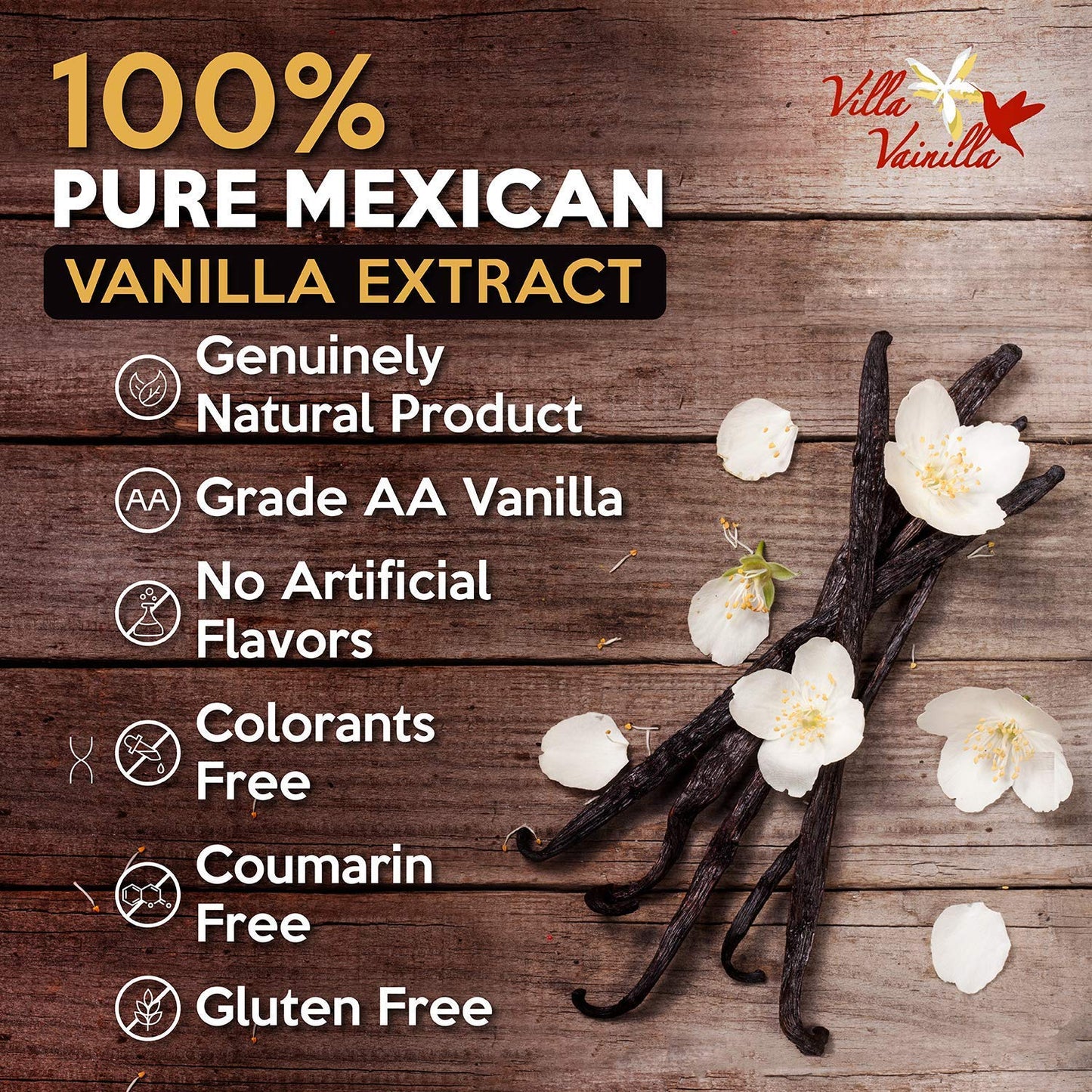 Villa Vainilla Pure Vanilla Extract - From Mexico (128 Fl Oz/1.0 Gl (Pure Vanilla Extract)