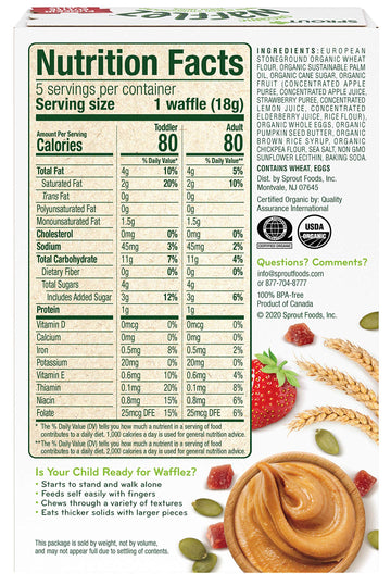 Sprout Organic Pumpkin Butter & Jelly Wafflez Baby Food, 0.63 Oz, 5 Ct