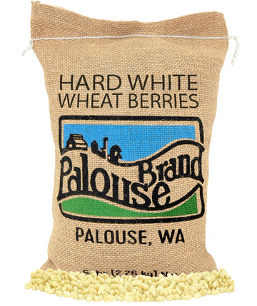 Non-Gmo Project Verified Hard White Wheat Berries | 5 Lb Burlap Bag | 100% Non-Irradiated | Kosher Parve | Usa Grown | Field Tra