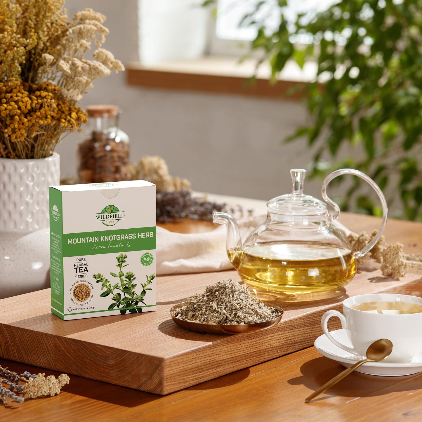 1.8 Oz. Mountain Knotgrass Tea Dried Cut Herb Mountain Knotgrass Herbal Tea (Aerva Lanata) - 50G Polpala Pol-Pala Pol Pala Pol P