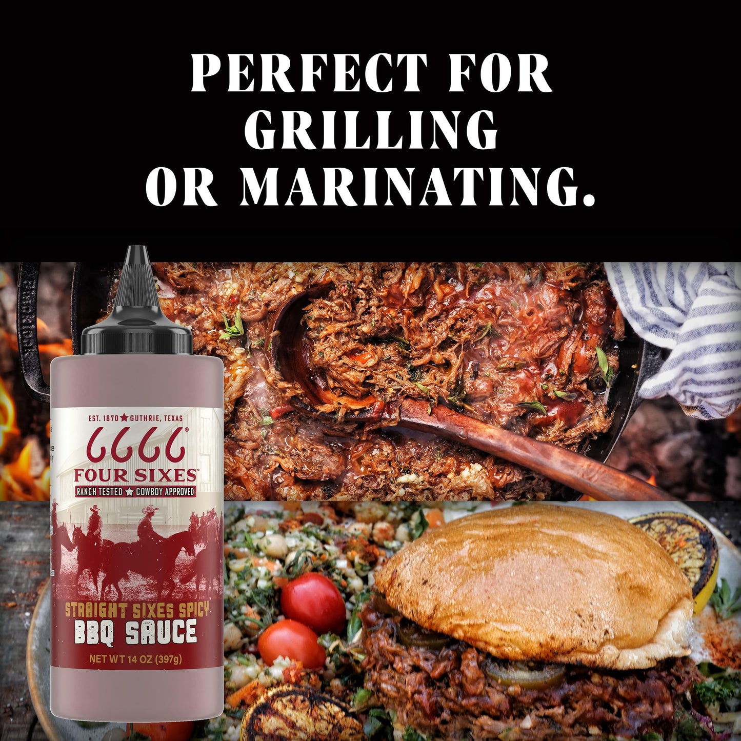 FOUR SIXES Spicy BBQ Sauce, 14 Ounce, Model 1166417