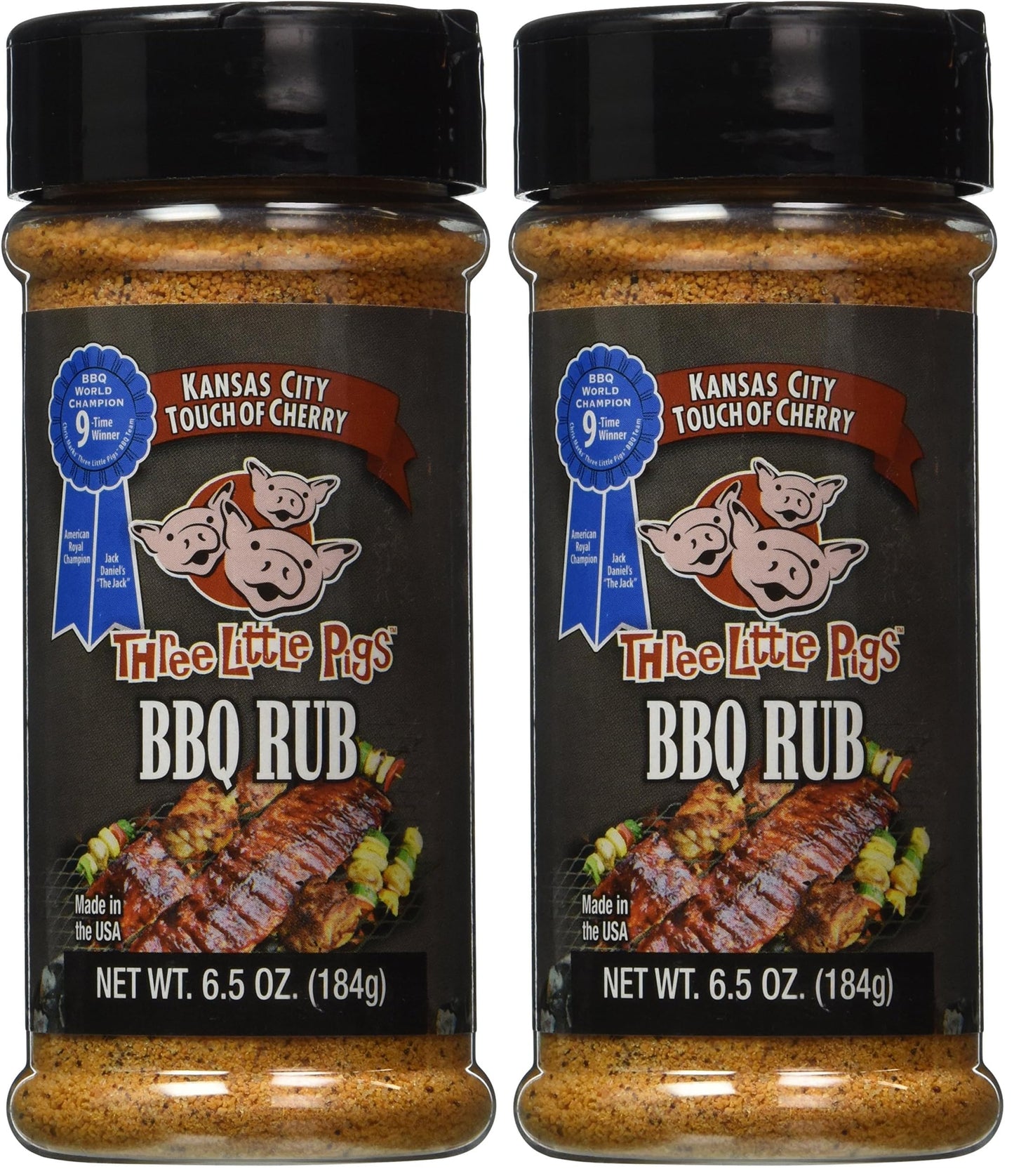 THREE LITTLE PIGS Kansas City Touch of Cherry Rub 6.5 Ounce (Pack of 2)