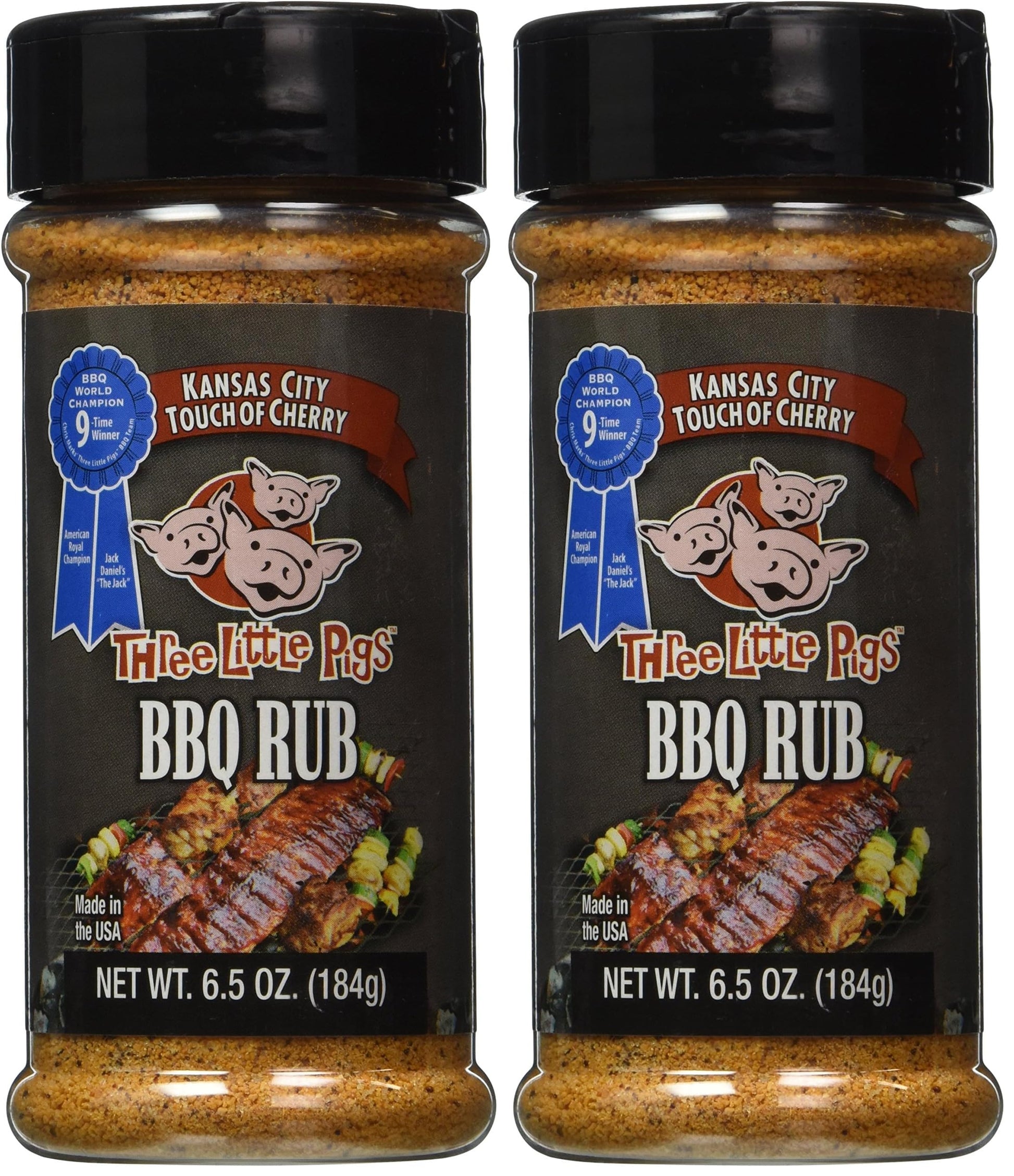 THREE LITTLE PIGS Kansas City Touch of Cherry Rub 6.5 Ounce (Pack of 2)
