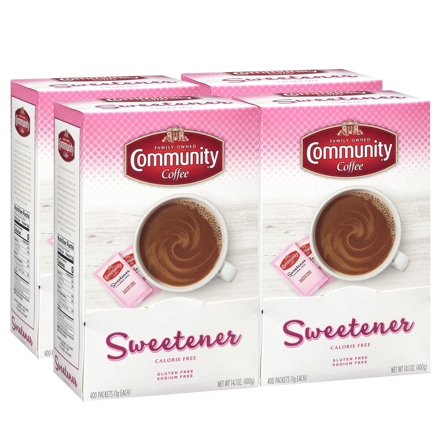 Community Coffee Pink Sweetener Packets  1600 Count  400 Count (Pack of 4)