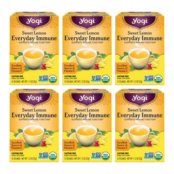 Yogi Tea Sweet Lemon Everyday Immune Tea - 16 Tea Bags Per Pack (6 Packs) - Daily Immune Support Tea - Delicious Lemon Tea Bags