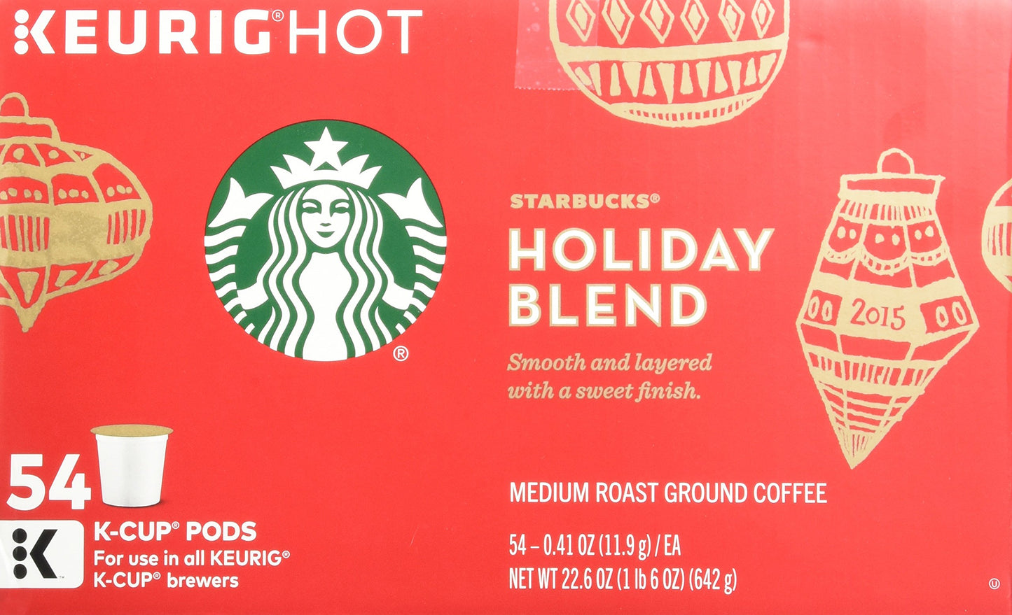 Starbucks K-Cups 54-Count Holiday Blend Medium Roast Coffee Limited Edition