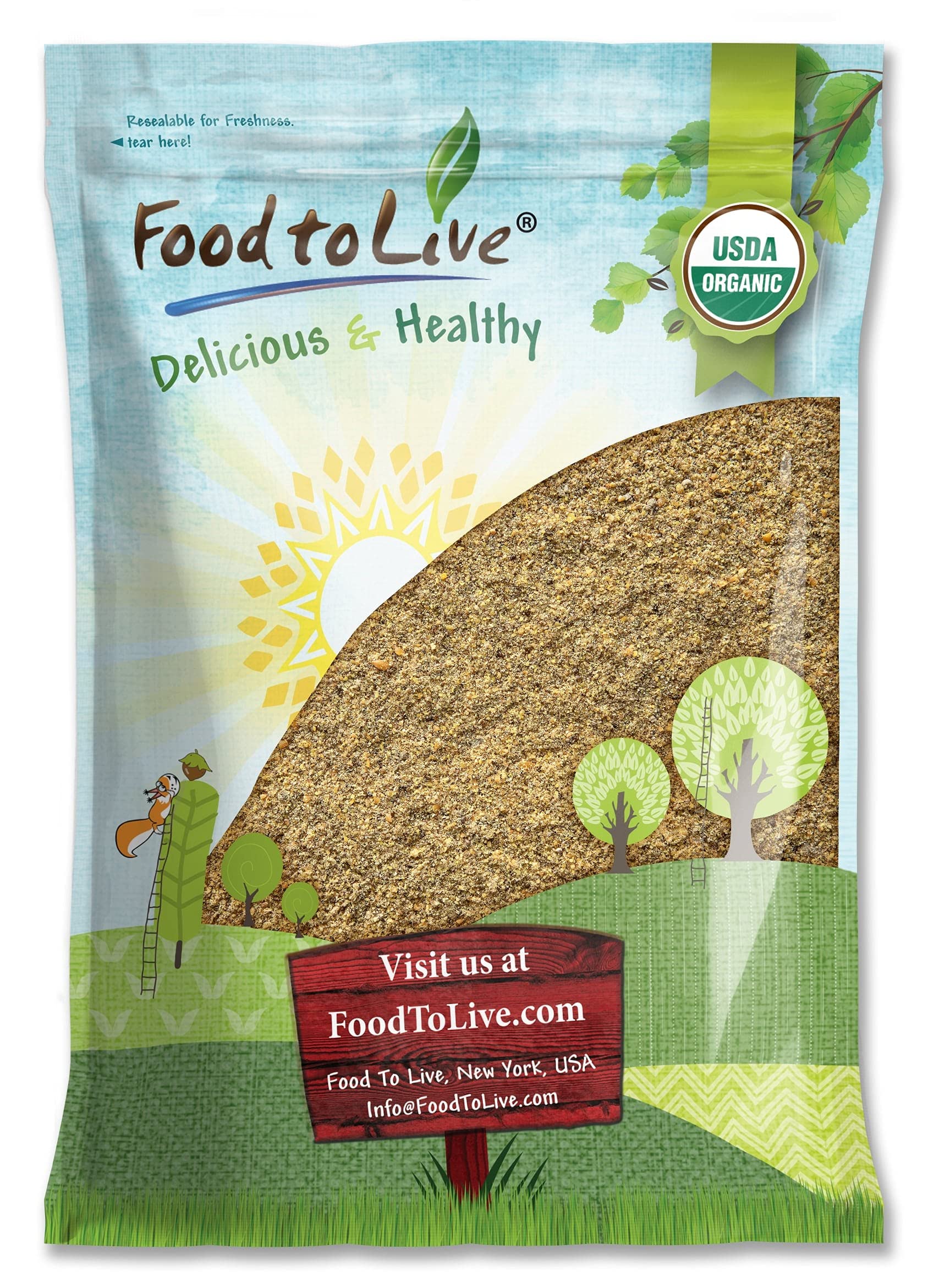 Food to Live Organic Omega Power Flax and Chia Seeds Blend, 8 Pounds Cold-Milled from Whole Seeds, Non-GMO, Vegan, Kosher, Bulk.