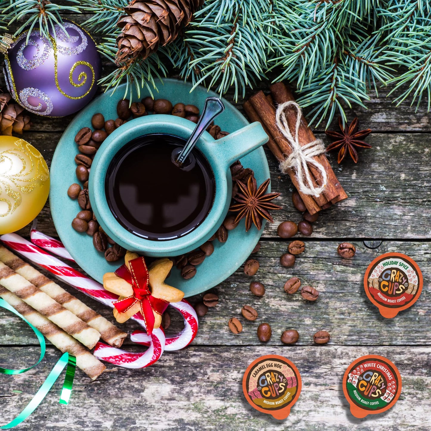 Crazy Cups Christmas Coffee Pods Variety Pack, Assorted Flavors, 30 Count, Compatible with Keurig K Cup Machines