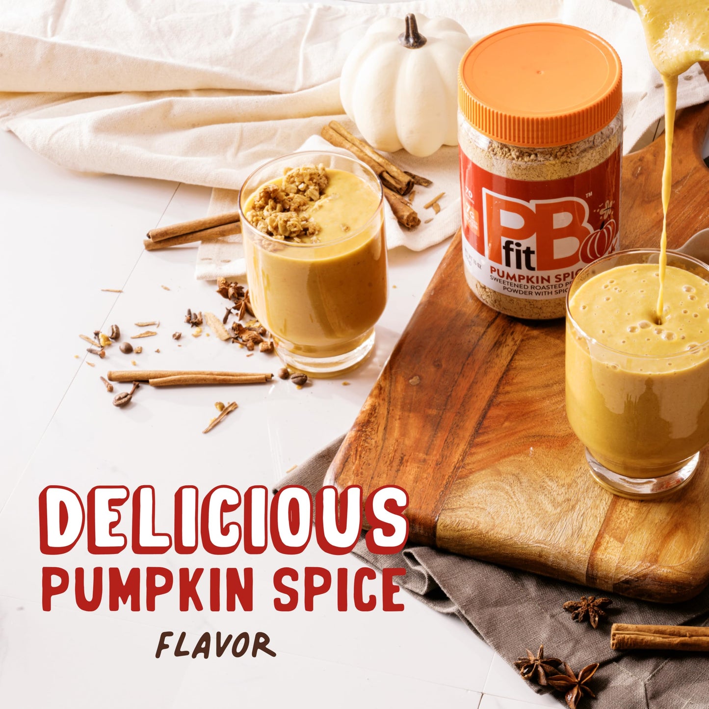 PBfit Pumpkin Spice All-Natural Peanut Butter Powder, Powdered Peanut Spread From Real Roasted Pressed Peanuts, 15 Oz