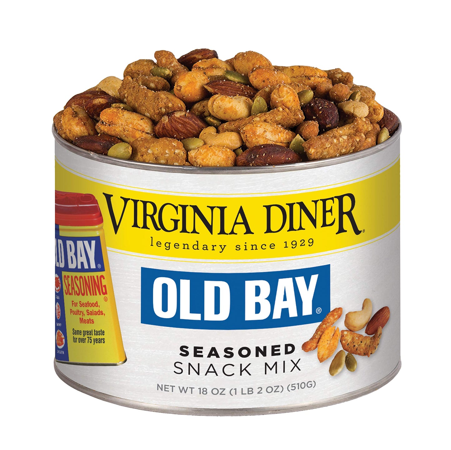 Virginia Diner - Gourmet Natural Old Bay Seasoned Snack Mix (Old Bay Seasoned Virginia Peanuts, Cashews, Cheddar & Garlic Sesame