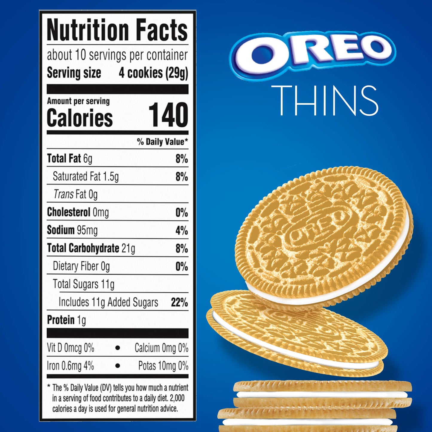 Oreo Thins Golden Sandwich Cookies Family Size, 13.1 Oz