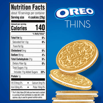 Oreo Thins Golden Sandwich Cookies Family Size, 13.1 Oz