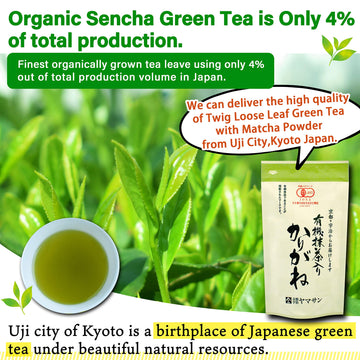 Organic Green Tea, Kukicha Twing Tea With Matcha Green Tea Powder, Japanese Tea -Karigane- 100G Bag?Yamasan?