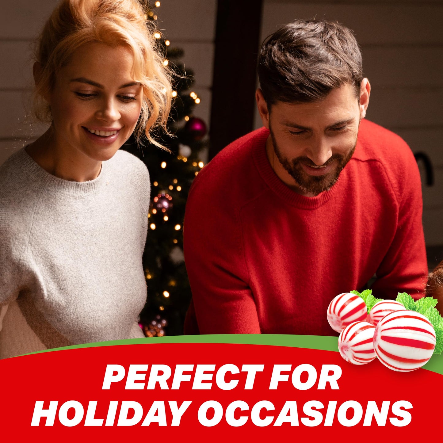 Jumbo Mint Balls Peppermint Hard Candy Bulk - 2 Pounds Approx 75 Pieces of Mini Candy Canes Balls for Christmas Candy Stocking S