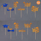 36 Pcs Class Of 2025 Graduation Cupcake Toppers, Orange & Blue Glitter Double-Sided Grad Cap Cake Picks For Party Supplies, 2025