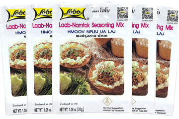 Lobo Thai Laab Namtok Seasoning Mix - 1.06 oz (Pack of 5) - Authentic Thai Flavor for Delicious Dishes