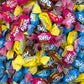 Toffix Sour Chews, Center-Filled Soft Chewy Candy, 250 Pieces Of Individually Wrapped Snacks For Kids & Adults, Strawberry, Blue