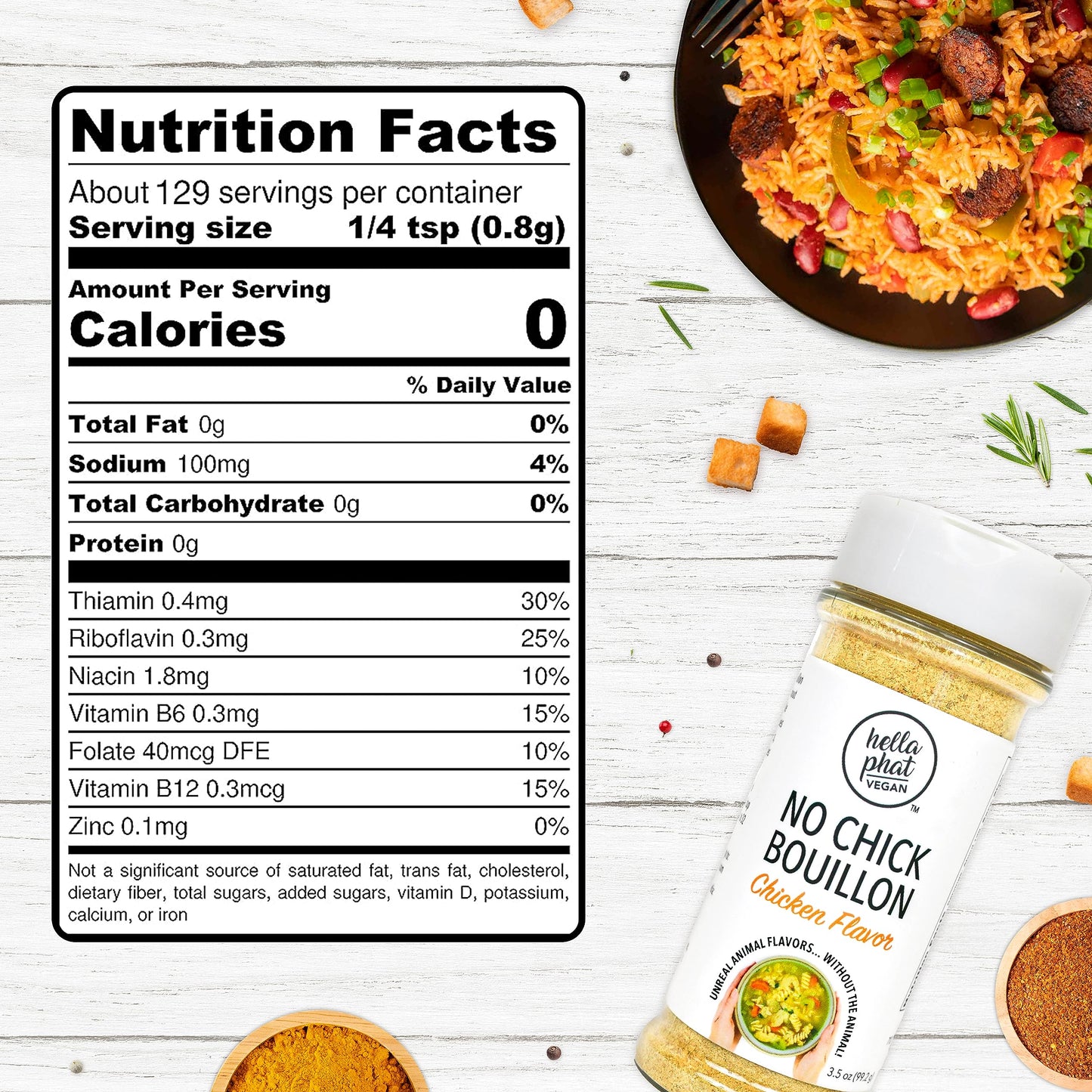 Hella Phat Vegan Bouillon Powder - Lower Sodium, Gluten-Free, 3.5 oz Shaker Bottle