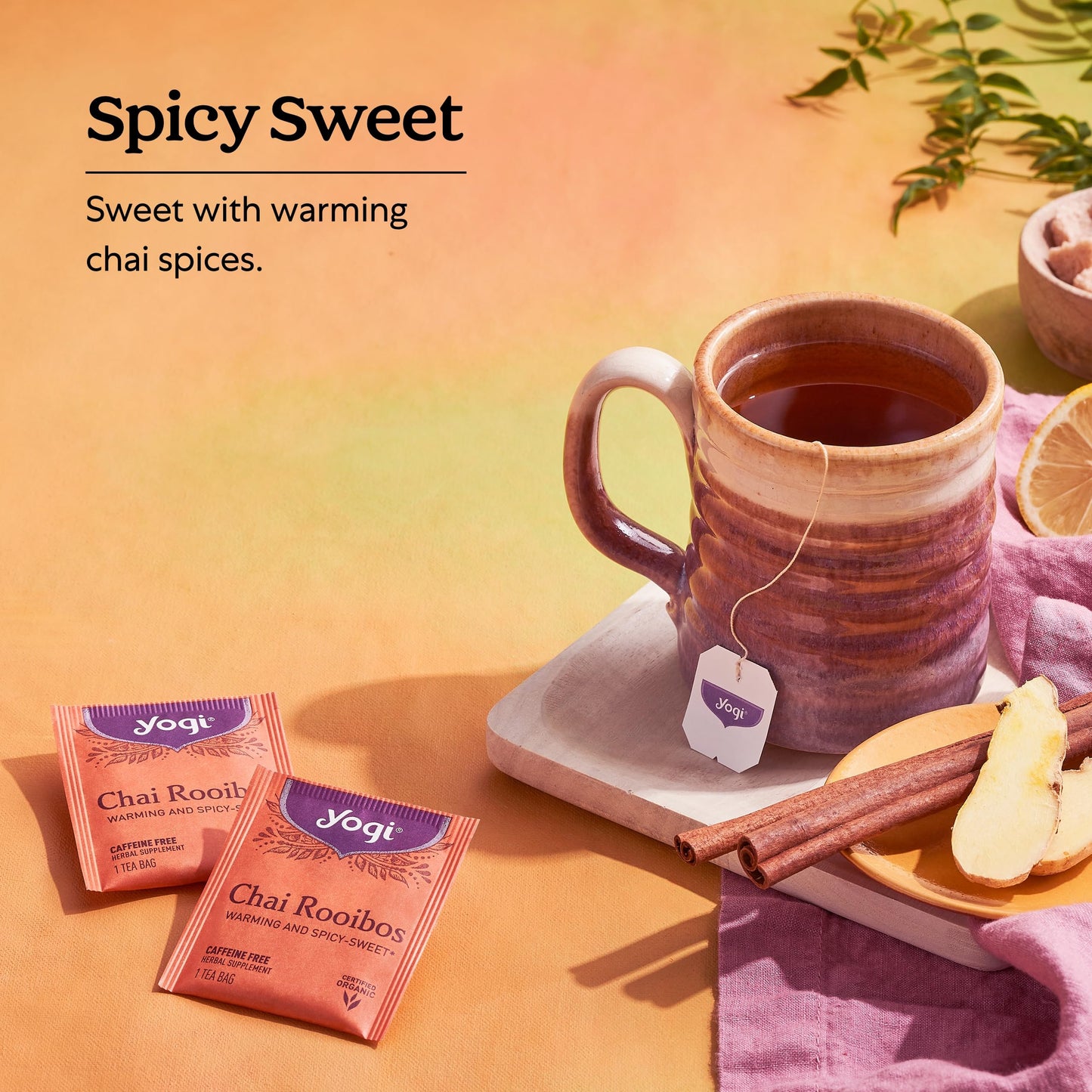 Yogi Tea Chai Rooibos Tea - Spiced Organic Rooibos - 96 Count (6 Packs) - Caffeine-Free - Includes Cardamom, Cinnamon, Ginger, Clove