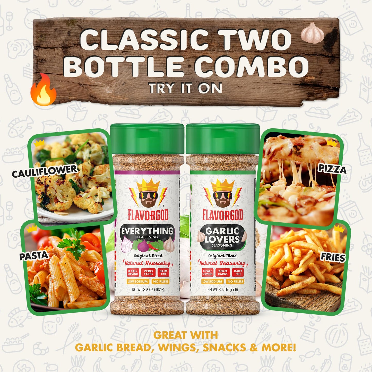 Flavor God Classic Combo Pack - Herb, Spice & Seasoning Gift Set - 2 Pack - Premium All Natural BBQ & Steak Rub Seasonings