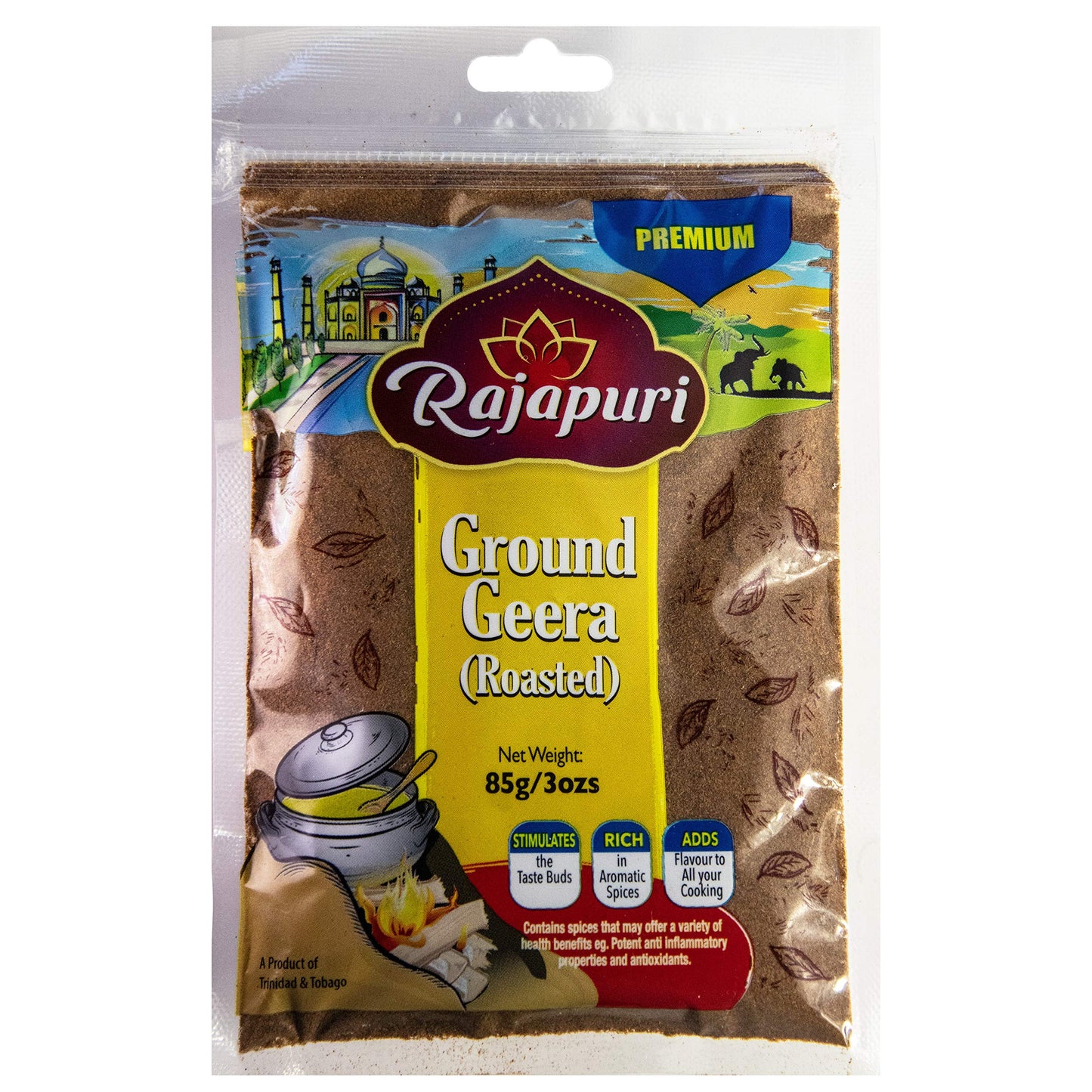 Rajapuri Whole Spices | Cumin (Geera) | 3Oz. 85G (Roasted Ground Geera)