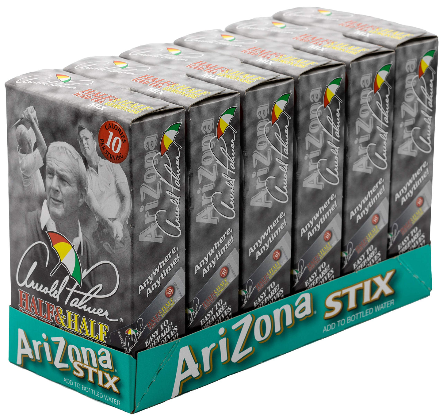AriZona Arnold Palmer Half Lemonade & Iced Tea Stix, 10-Count Pack of 6, Low-Calorie Drink Powder - Just Add Water for Refreshing Beverage