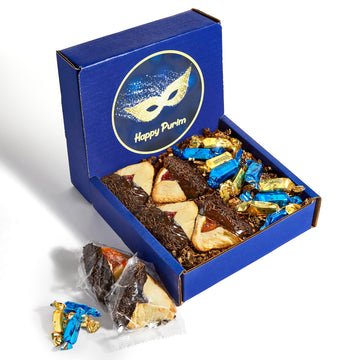 Hamentaschen Cookies | Mishloach Manot, Purim Gift Idea | Chocolate Dipped Shortbread Cookies Filled with Apricot and Raspberry 