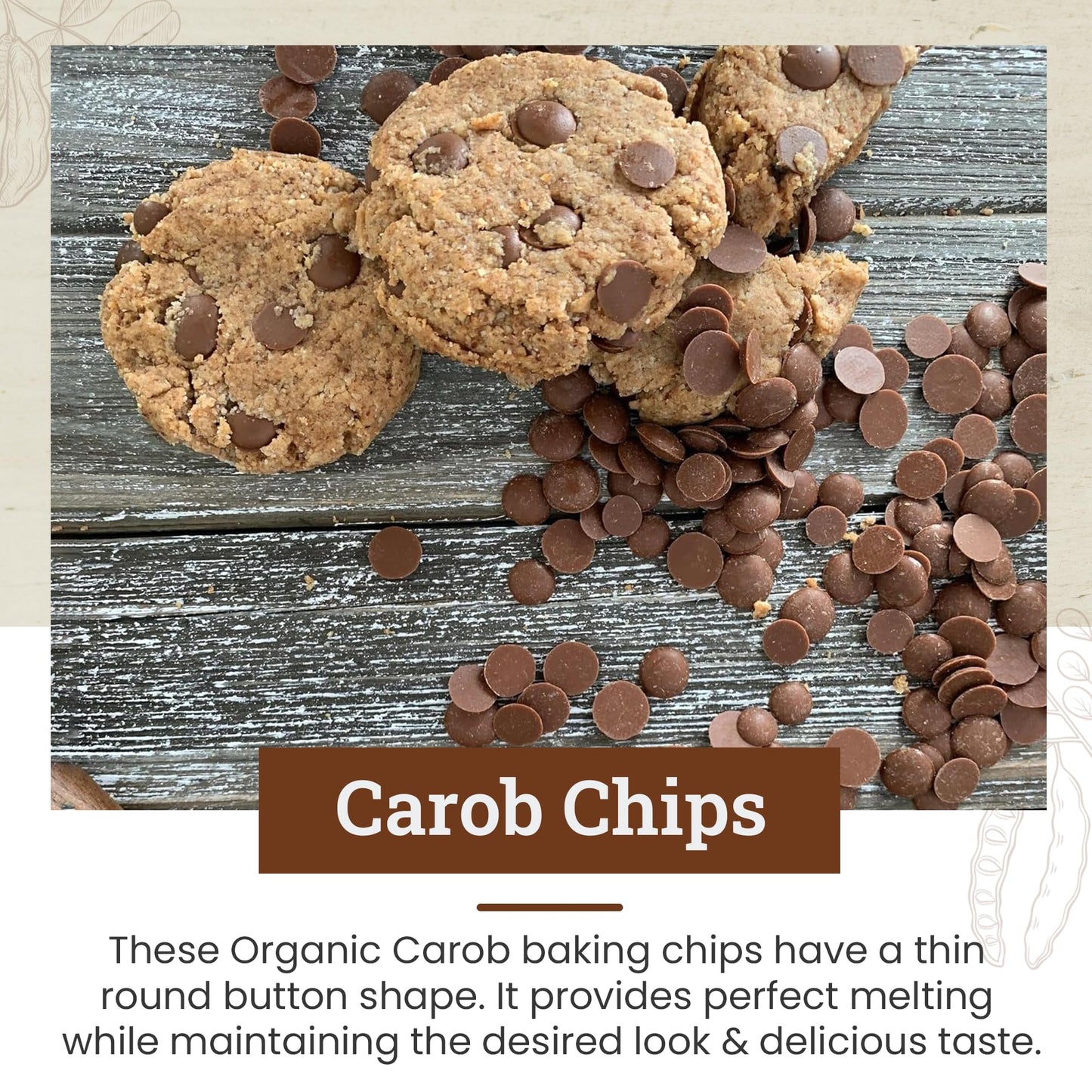 Missy Js Organic Unsweetened Carob Chips, Vegan, Gluten-Free, 8 Oz, Chocolate Flavor