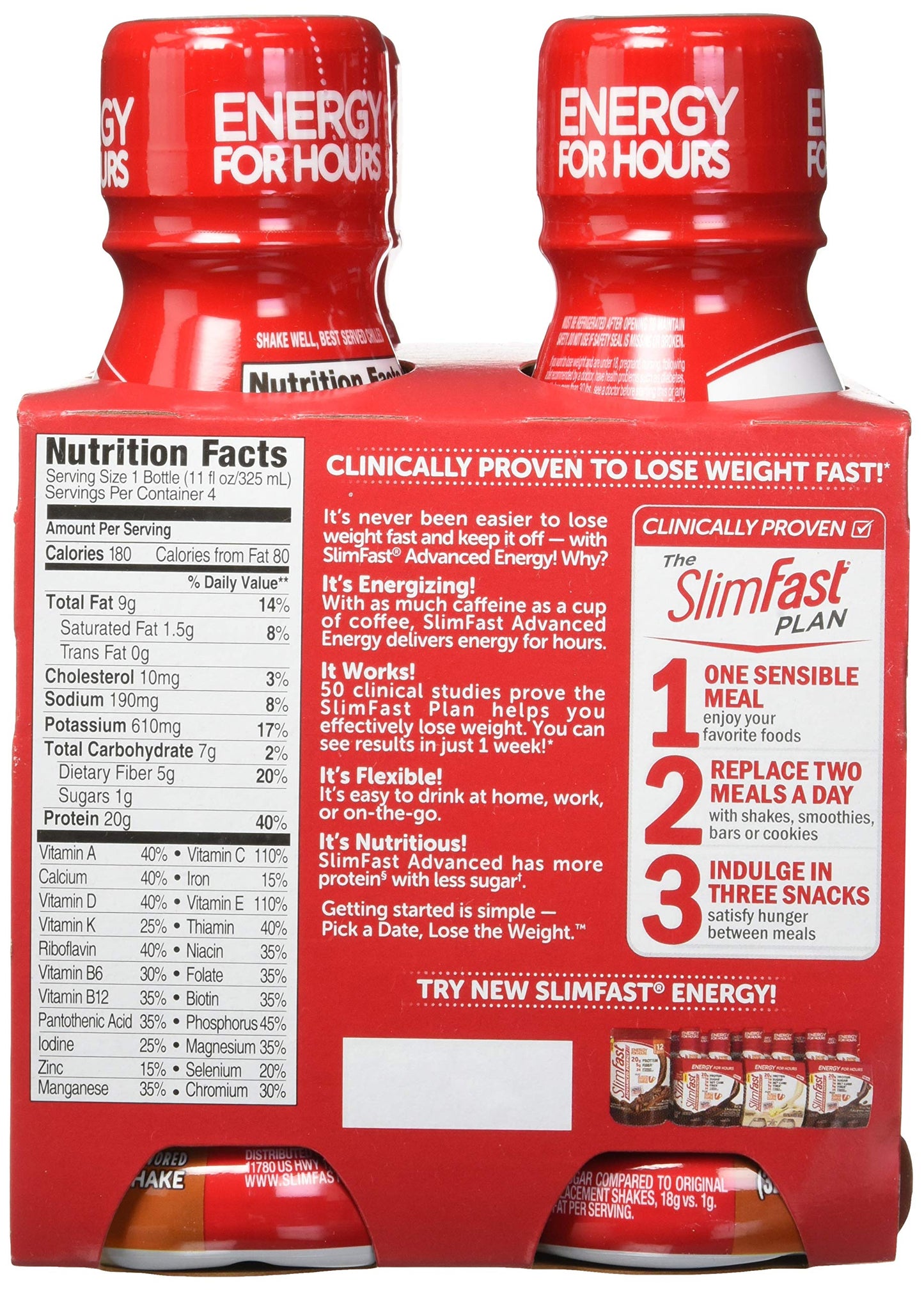 SlimFast High Protein Meal Replacement Shake, Caramel Latte, 20g Protein, 11 Fl Oz Bottle, 4 Count (Pack of 3)