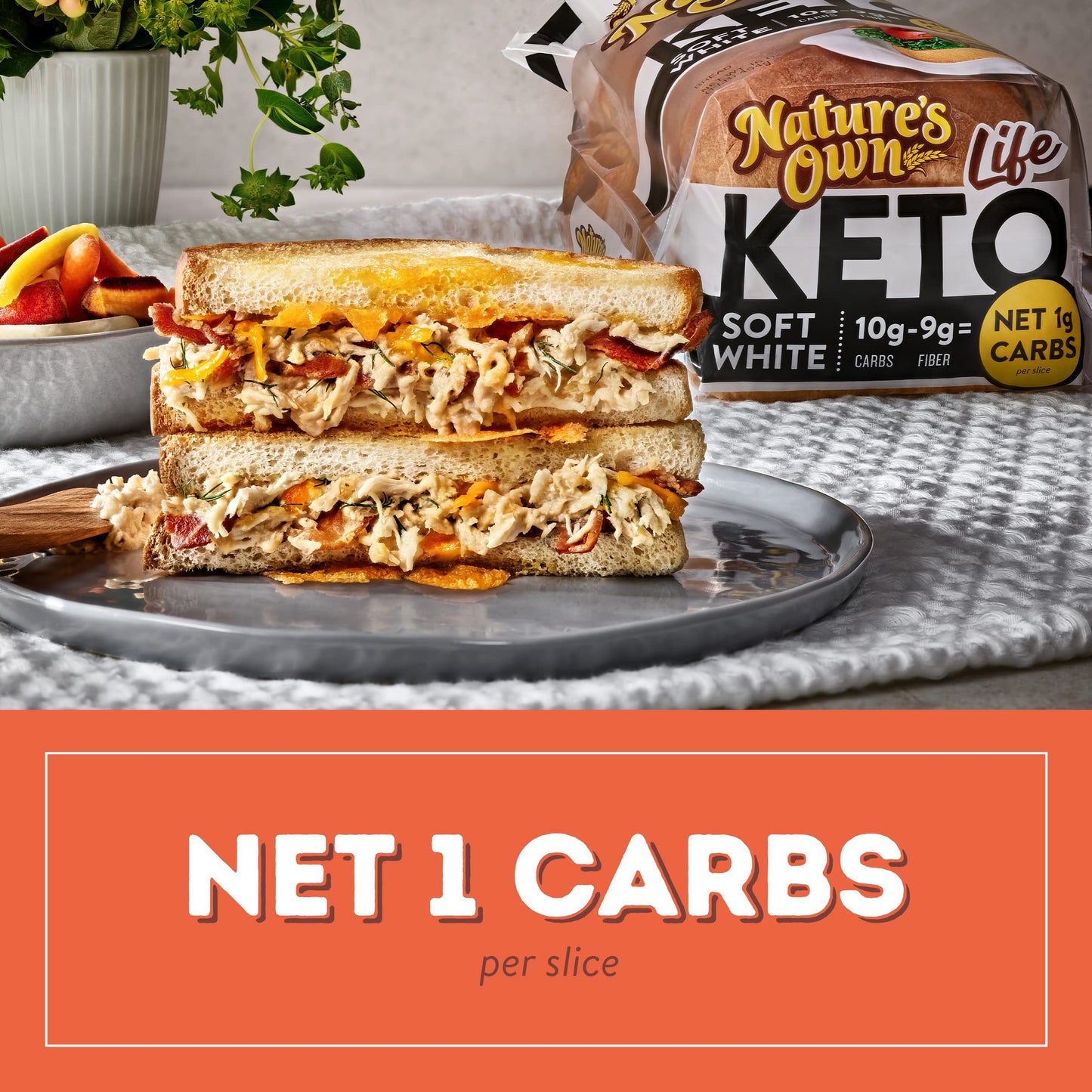 Nature'S Own Life Keto Soft White Bread, Net 1 Carb Sliced White Keto Bread, 16 Oz Loaf