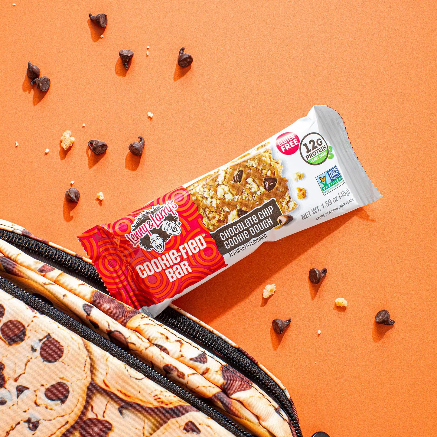 Lenny & Larrys Chocolate Chip Cookie Dough Protein Bar – Vegan, Non-GMO, Gluten Free, 12g Protein, 5g Fiber, 1 count (Pack of 9)