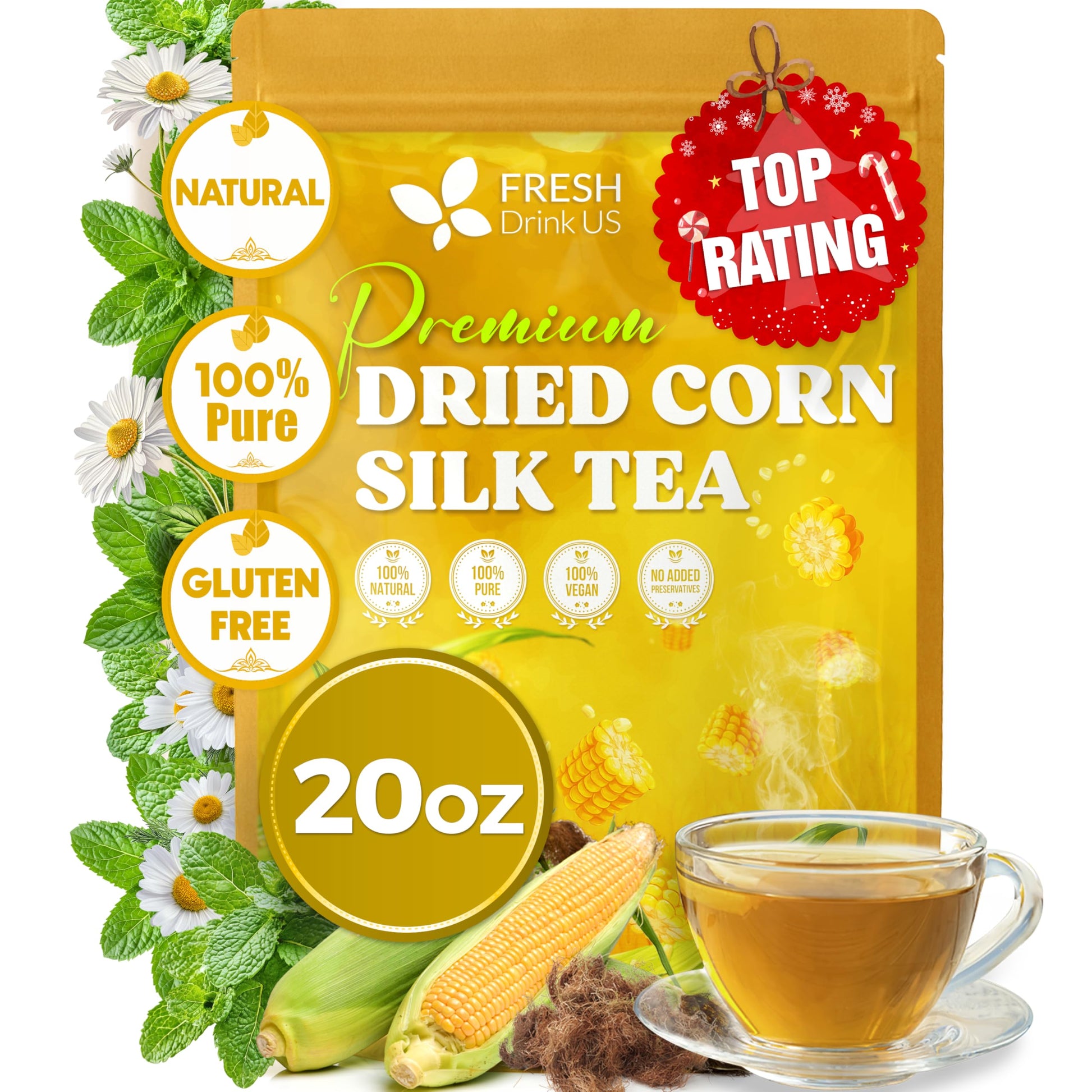 Freshdrinkus  Dried Corn Silk 20Oz | Top-Grade Whole Corn Silk For Tea & Herbal Infusions | Naturally Air-Dried  Non-Gmo  Energy Blend-Free | Perfect For Daily Herbal Tea  Diy Blends & Natural Brewing