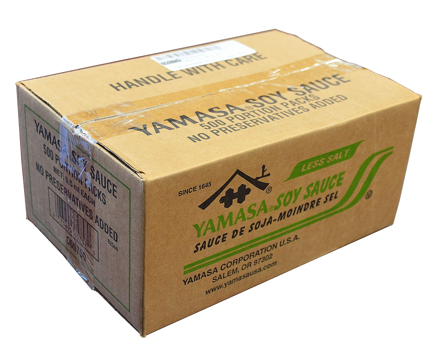 Yamasa Less Salt Soy Sauce Full Flavor Japanese Brewed Soy Sauce Packets with Reduced Sodium 500 5.5ml Individual Portion Packs