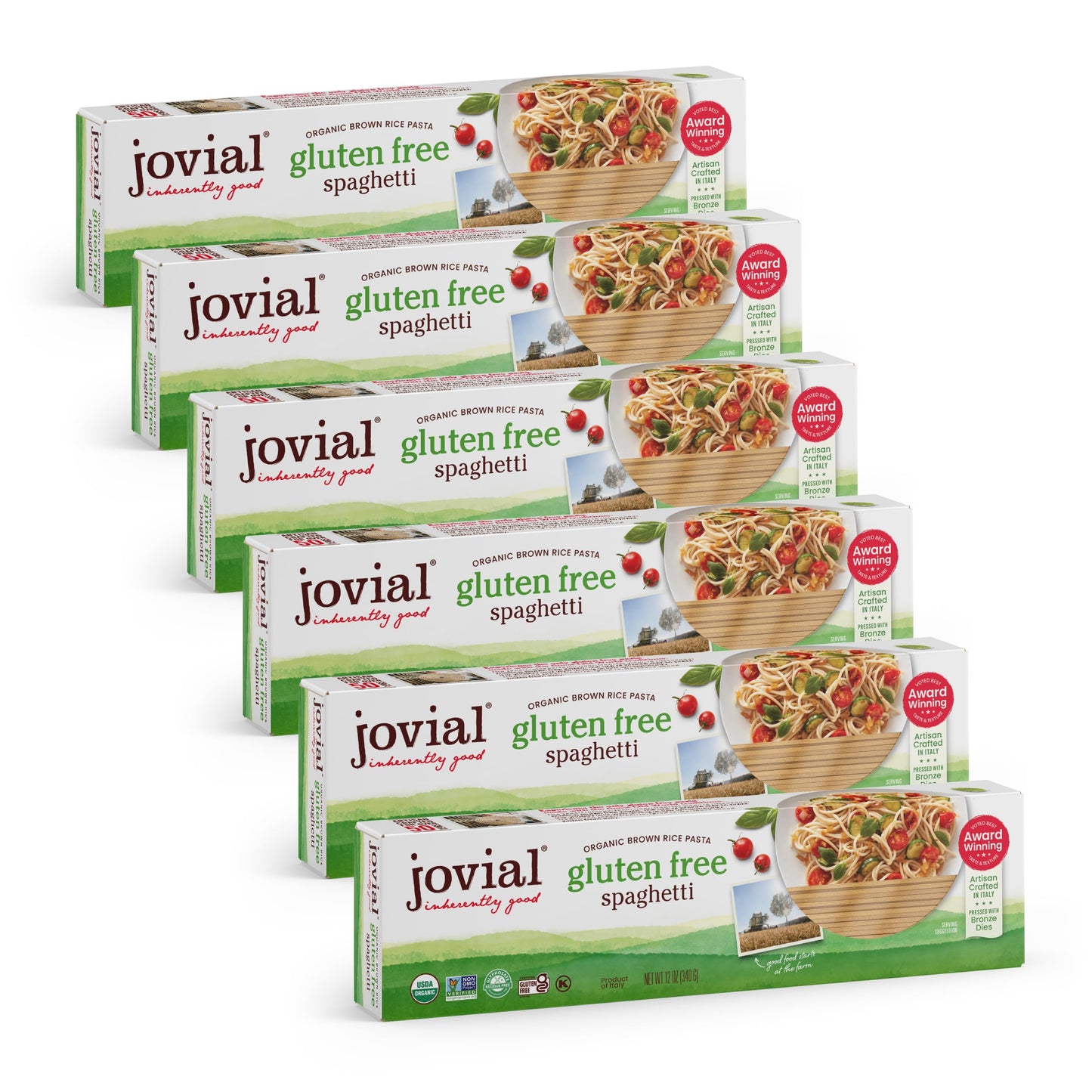 Jovial Whole Grain Brown Rice Spaghetti Pasta - Pasta Spaghetti, Spaghetti Pasta, Whole Grain Pasta, Organic Pasta, Gluten Free, Dairy Free, Brown Rice Pasta, Made In Italy - 12 Oz, 6 Pack