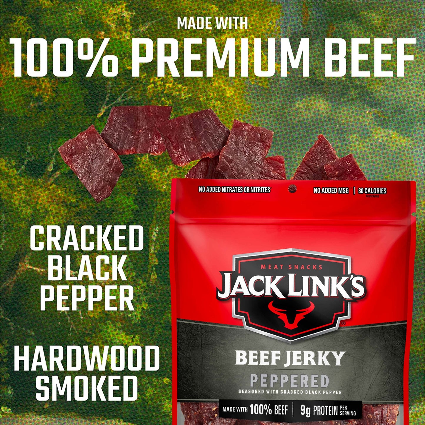 Jack Links Beef Jerky, Peppered, 9 Oz (Pack of 2) - Flavorful Meat Snacks with 9g Protein per Serving