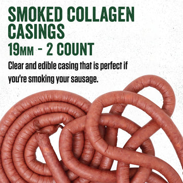 LEM Products Clear Smoked Collagen Casings  19mm  Edible Sausage Casings  Stuffs Approximately 16 Pounds Per Pack  Great for Snack Sticks  Hot Dogs  Metts  Andouille  Brats  and More  2-Pack