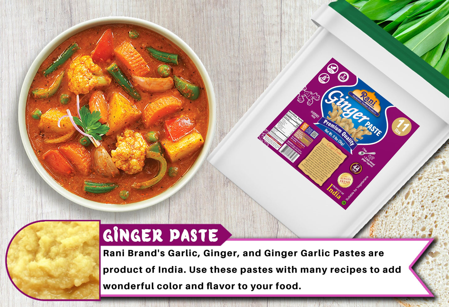 Rani Ginger Cooking Paste 176Oz (11Lbs) 5Kg Bulk ~ Vegan | Gluten Free | Non-Gmo | Kosher | No Colors | Indian Origin