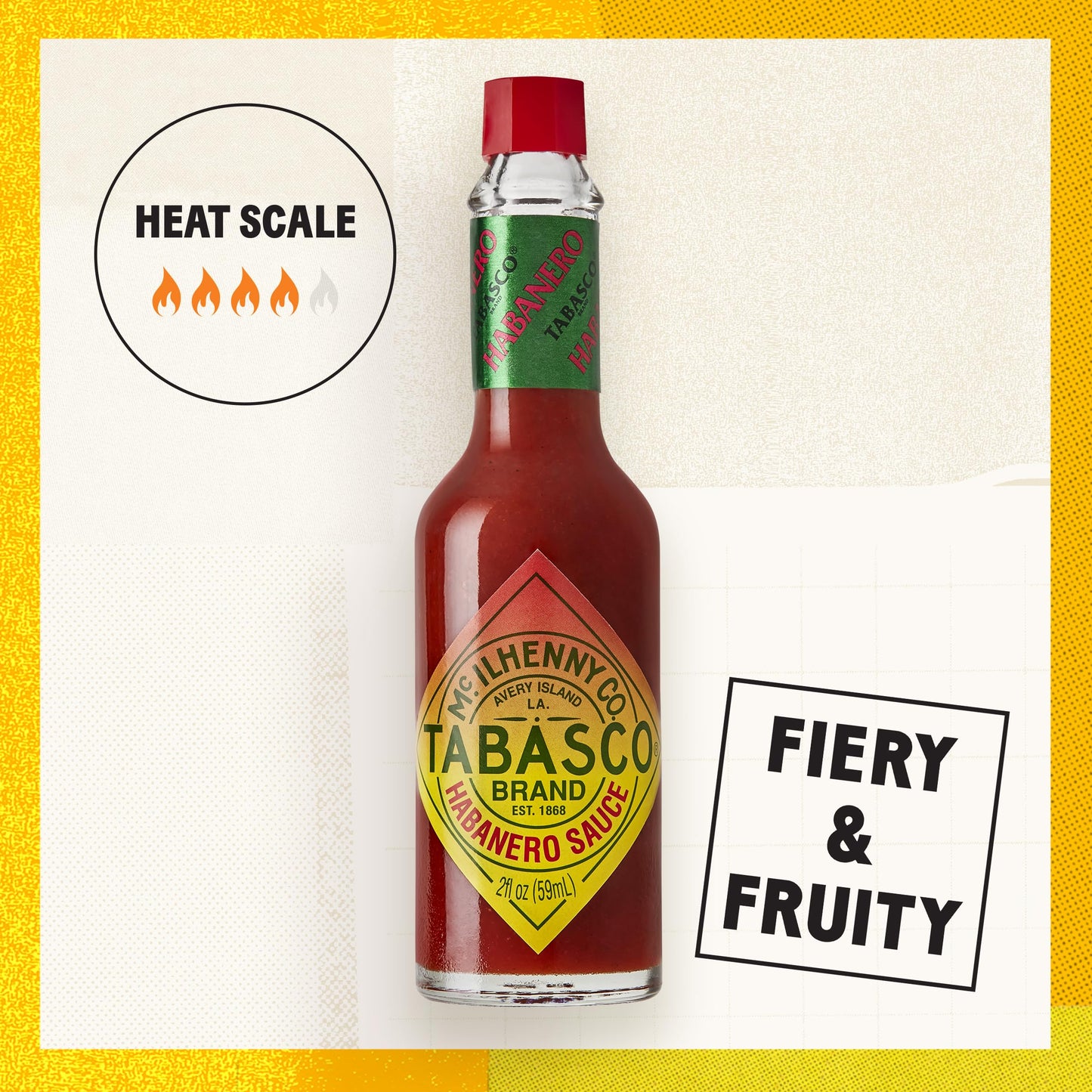 TABASCO Brand Habanero Hot Sauce, Spicy Heat & Fruity Balance, Glass Bottle, Jamaican-Style, Packed with Heat, Great for Wing Sa
