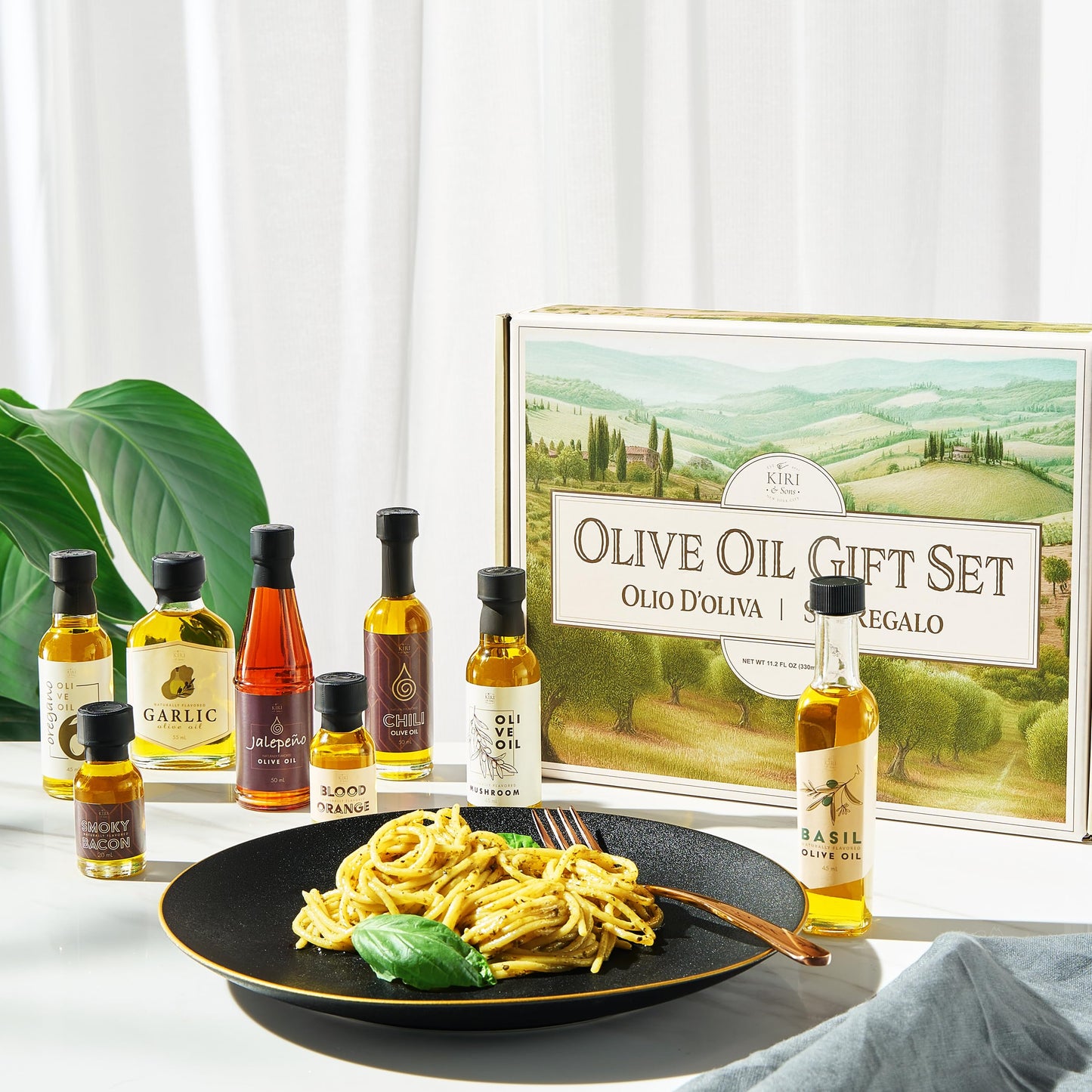 Kiri & Sons Olive Oil Gourmet Sampler Gift Set Of 8 - Premium Extra-Virgin Olive Oil Made In Spain, Natural Flavors Include Mush