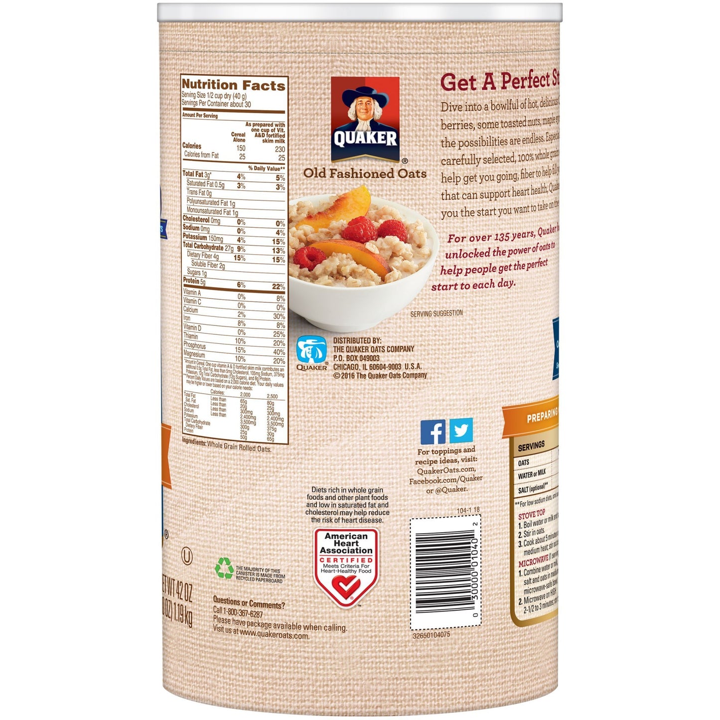 Quaker Oats Old Fashioned - 42 oz - 2 pk by Quaker
